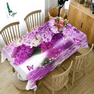 Poliéster personalizado 3D mantel púrpura flores violeta patrón a prueba de polvo espesar comedor decoración del partido textil para el hogar ali-99136964